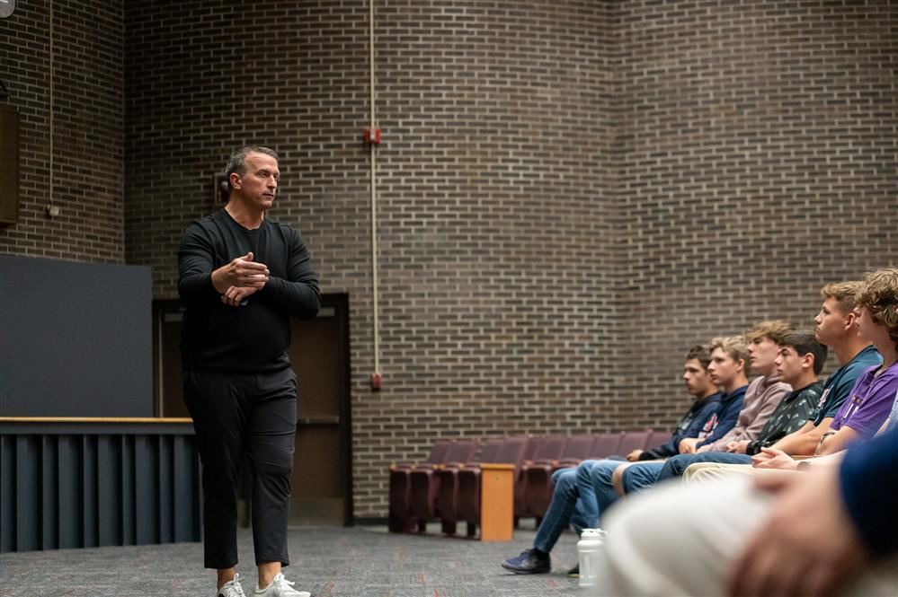 Chris Herren delivering a powerful message to the students of Pulaski High School